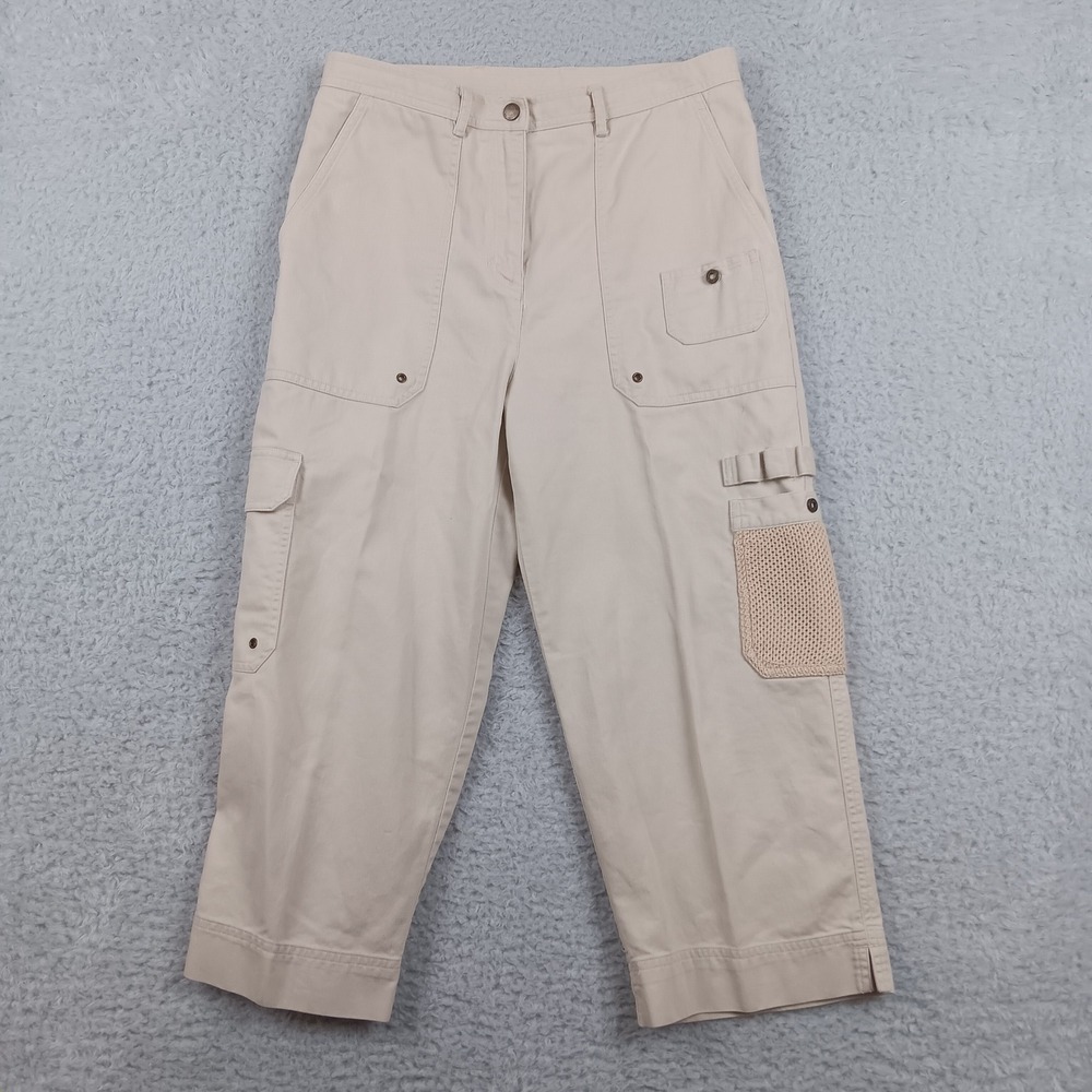 Lauren Ralph Lauren Cargo Crop Pant Women 6 Beige Utility Mesh Pocket